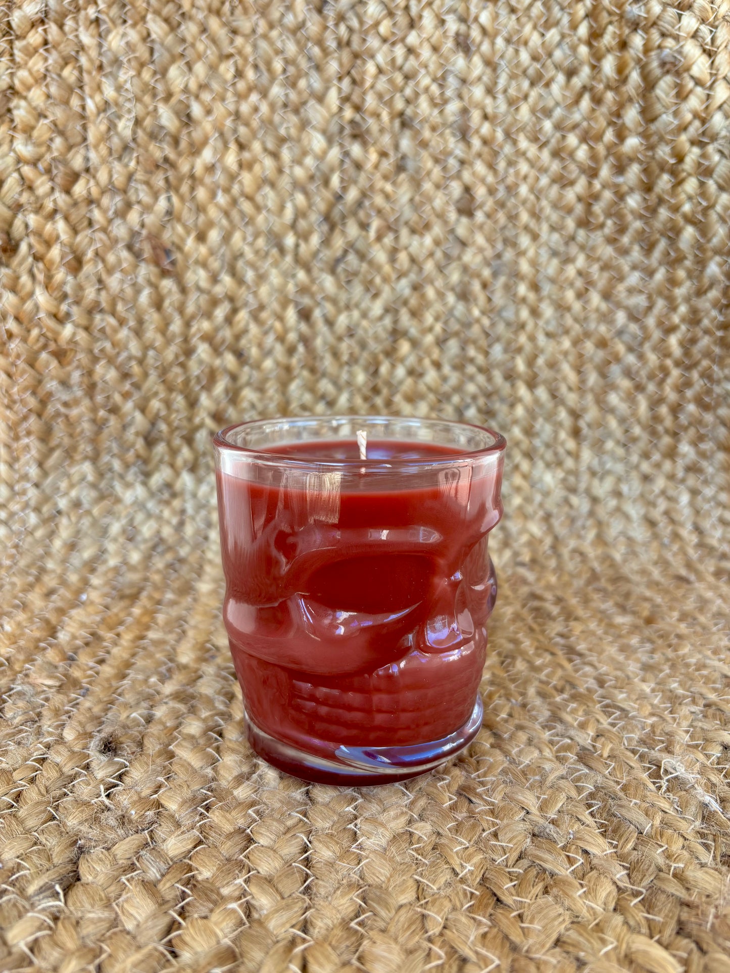 Skull Glass candle Bordeaux
