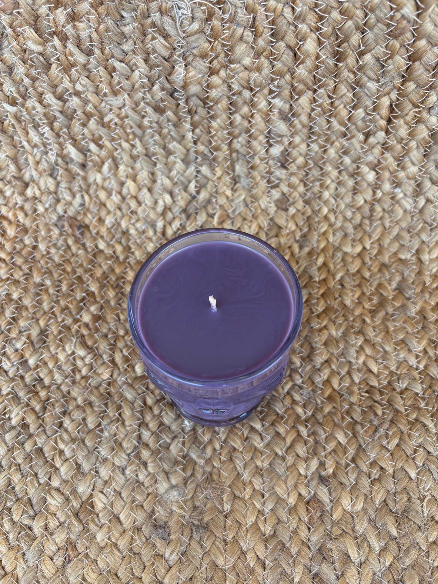 Skull Glass Candle Purple