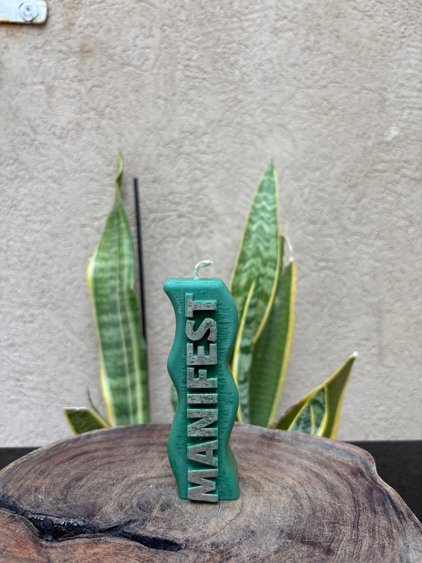 Green Manifest candle