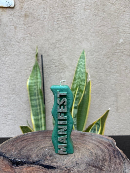 Green Manifest candle