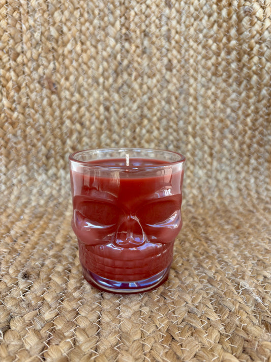 Skull Glass candle Bordeaux